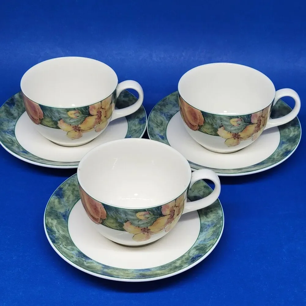 Royal Doulton Georgia Cups And Saucers 3 Sets discontinued excellent